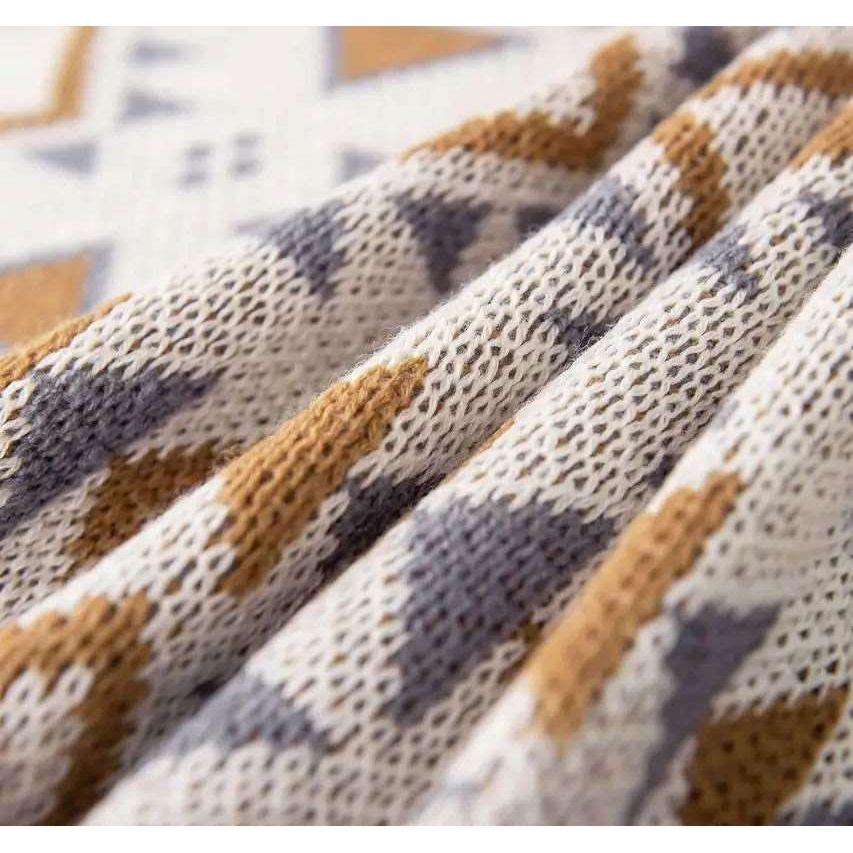 Knitted Geometric Pattern Throw-3