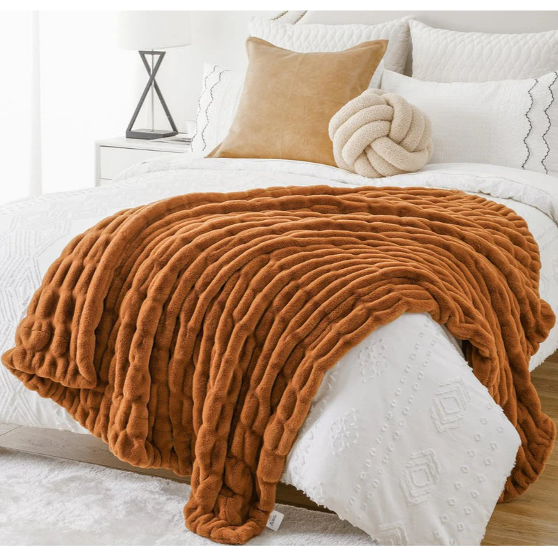 Reversible Rabbit Fur Blanket-0